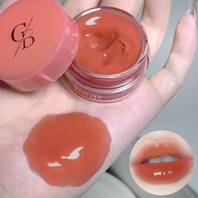 1 Count Moisture Moisturizing Gogo Bear Canned Jam Lip Honey Mirror Jelly Glass Toot Lip Glaze Lip Oil, Makeup