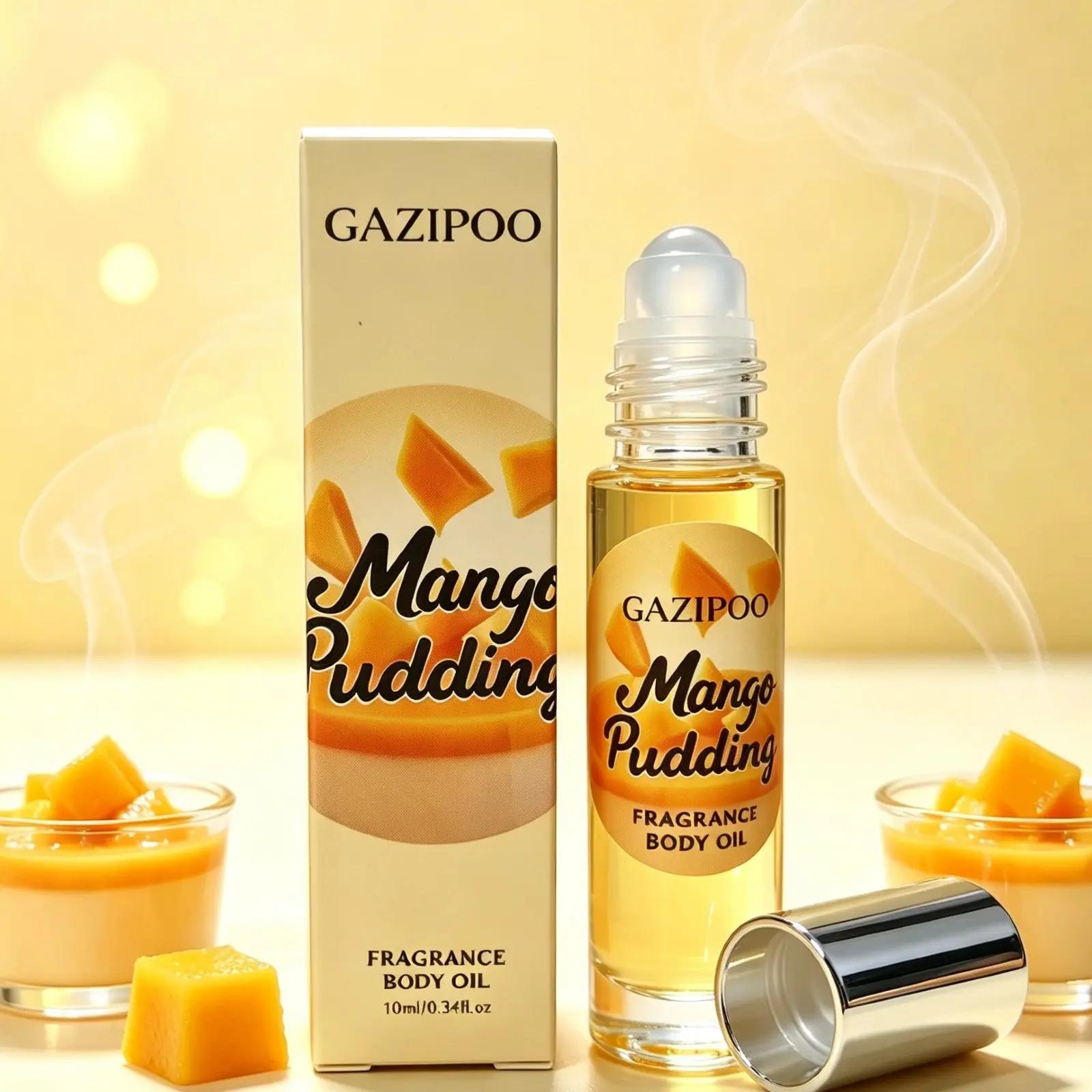 10ML Mango Pudding pheromone oil - Roll On Sweet dessert perfume oil, Unisex Mild Eau de Toilette for Men and Women, Long Lasting fruity fragrance oil Daily Leisure & Travel Use