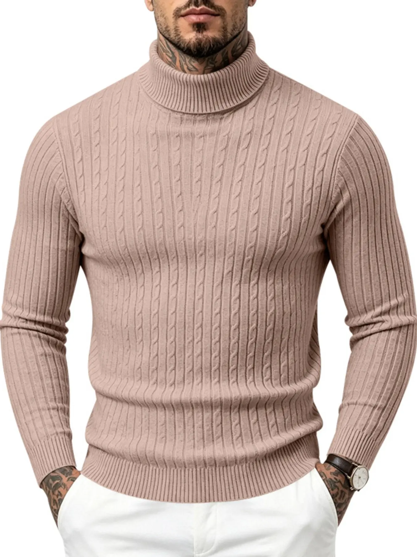 Men's twist and twist turtleneck slim slim autumn and winter warm knitted undershirt light ripe wind jumper jumper inside and outside wear all match