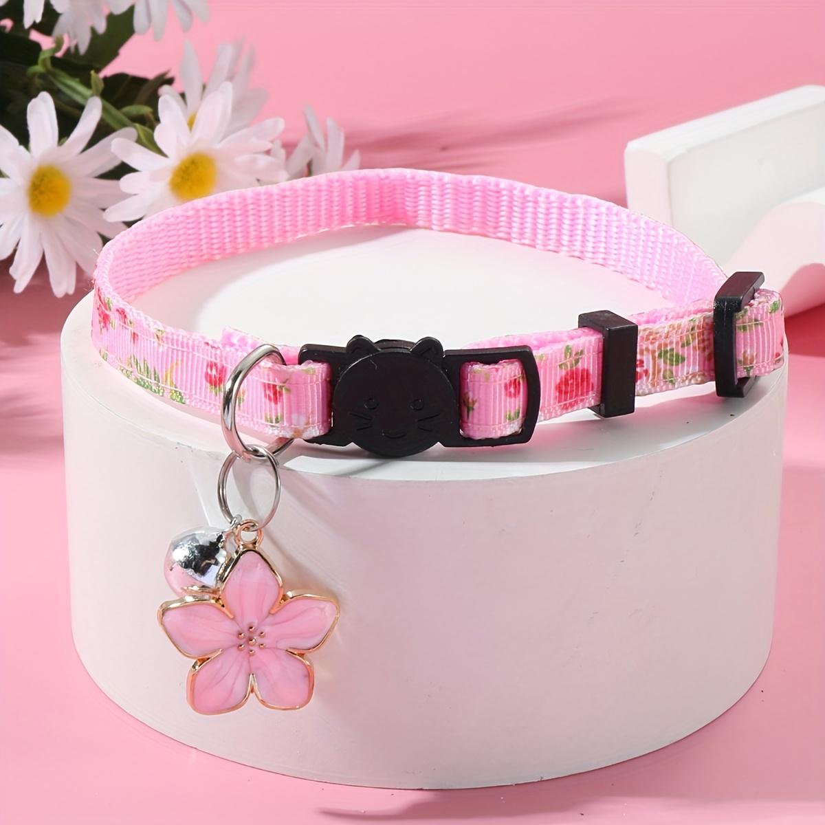 Pet Collar with Flower & Bell Pendant, 2 Counts/set Cute Pet Collar with Adjustable Safety Buckle, Pet Accessories for Small Dogs & Cats