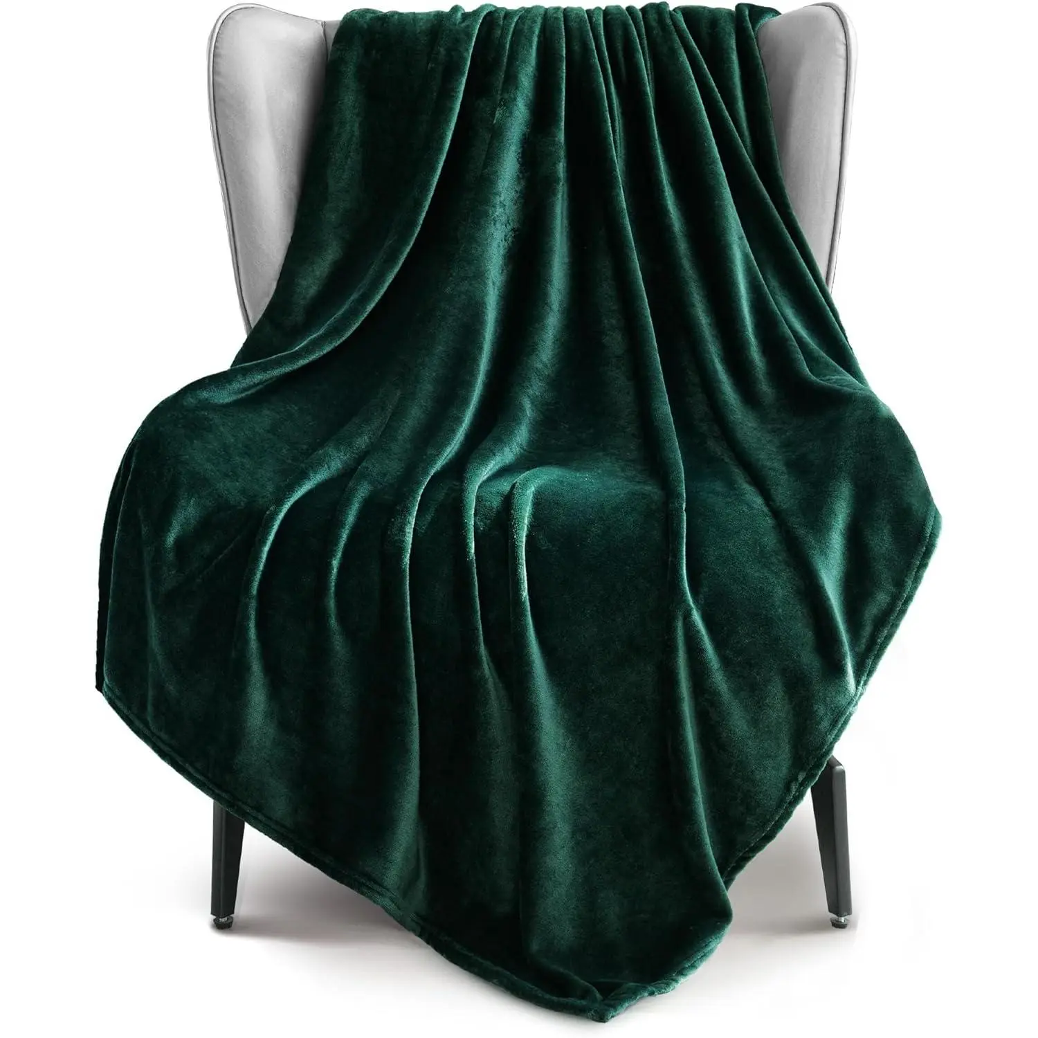 Fleece Throw XL Blanket for Couch, Sofa, Super Soft and Warm Forest Green Blankets, All Season, Cozy, Plush, Lightweight, 50x70 Inches