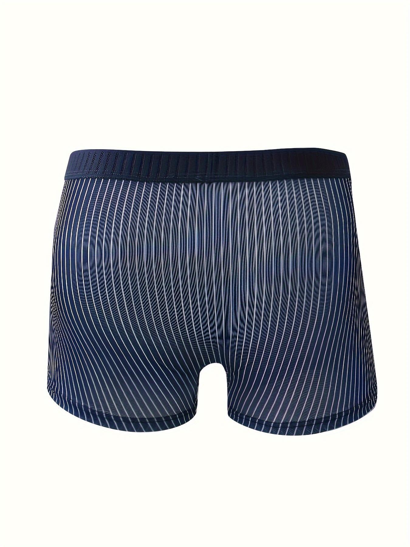 Men's Striped Print Boxer Brief, Casual Comfy Breathable Underwear for Daily Wear, Men's Underwear for All Seasons