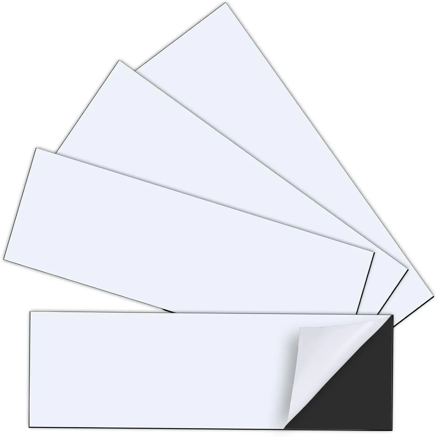 4 Pack 12" X 4" Bumper Sticker Magnets with Self Adhesive Flexible Magnetic Bumper Stickers, Turn Any Decal Into a Strong Magnet, Easy to Cut White