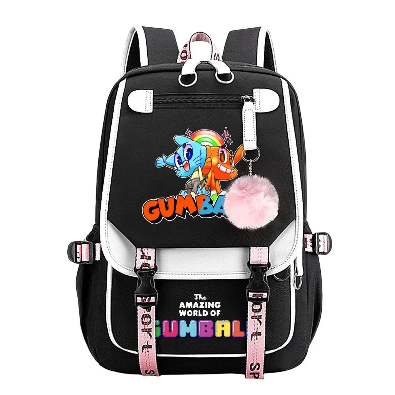 The Amazing World of Gumball Casual Printed Backpack - 18.1in School Size Cotton Linen Book Bag, Water-Resistant Durable, with Laptop Compartment, Ergo Straps, Travel Ready Functional Bag