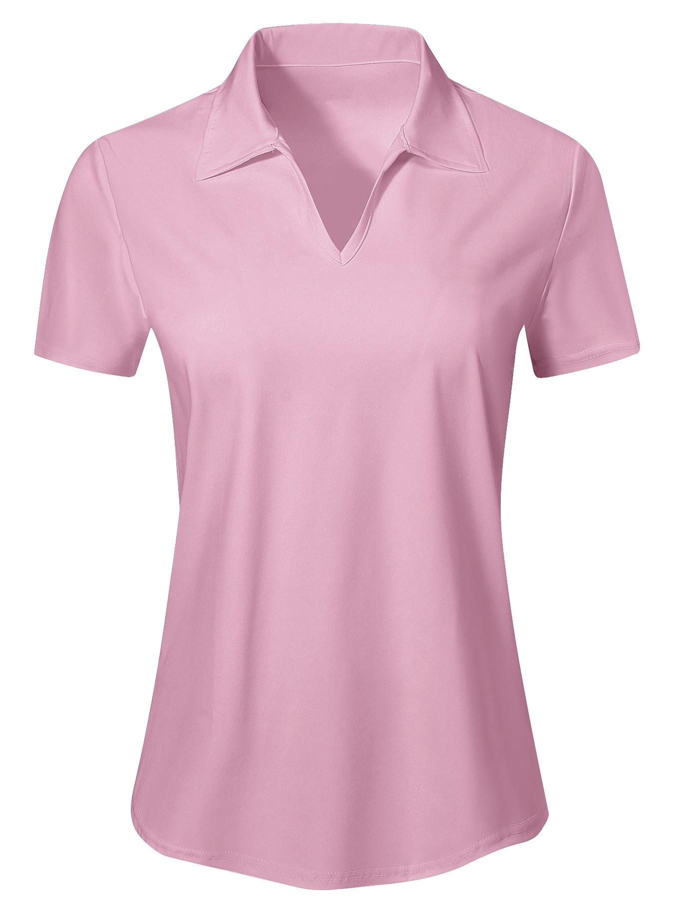 Women's Solid Color Sports Polo Shirt, Golf Casual Style, Casual Breathable Comfortable Short Sleeve Collared Top for Golf Baseball Tennis, Ladies Sportswear for All Seasons, Breathable Workout Shirt