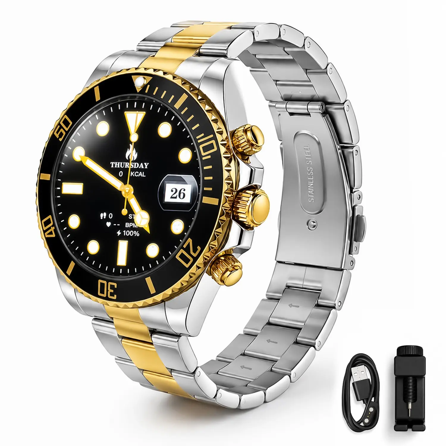 Smart Watch with Wireless Calling, Multiple Sports Modes, Call Sms Alerts, HD Screen, USB Charging, Various Colors, Gift Idea