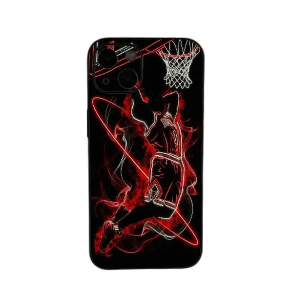 phone case the image of basketball starJ-Jordan, compatible with iPhone 17, 16, 15, 14, 13, 12 and Samsung Galaxy S22-26 Black soft case, shockproof protective cover.
