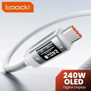 Toocki 240W USB C to USB C Cable Aluminium OLED Digital Display PD3.1 Fast Charging Type C to Type C Cable For Macbook iPhone 17 16 15 Samsung Xiaomi MacBook Laptop