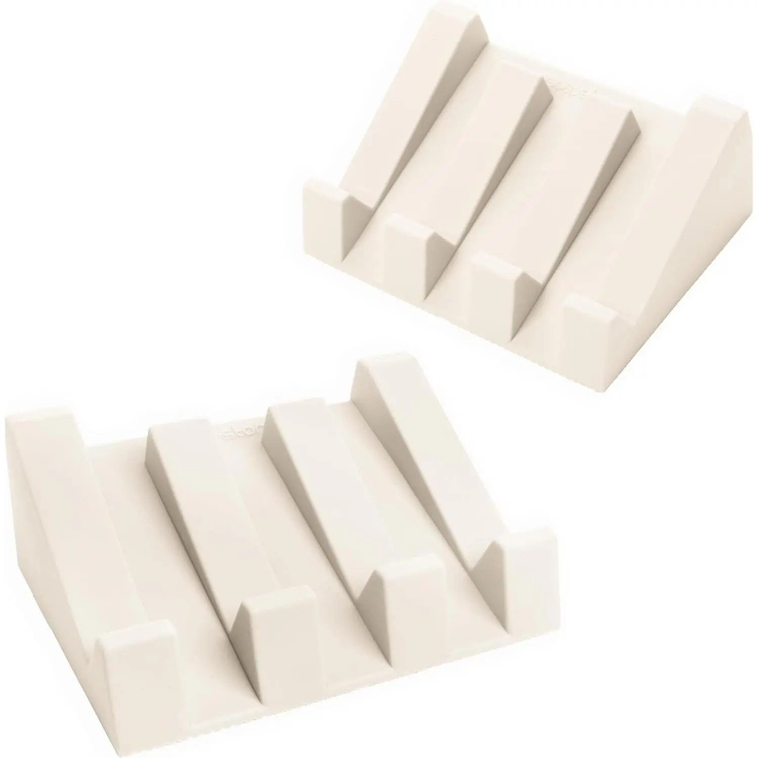 Silicone Soap Dish (USA Patented) Self Draining Bar Soap Holder for Shower Bathroom Sink, Drying Soap Dish Tray Sponge Holder Easy Cleaning Soap Saver Travel Accessories (Beige, 2)