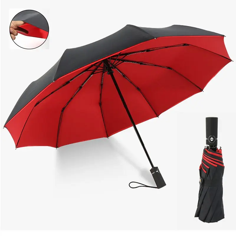 Luxury Business Fully Automatic Umbrella, Double Layer Windproof Design, 10 Reinforced Ribs, All-Weather for Men & Women, 1pc