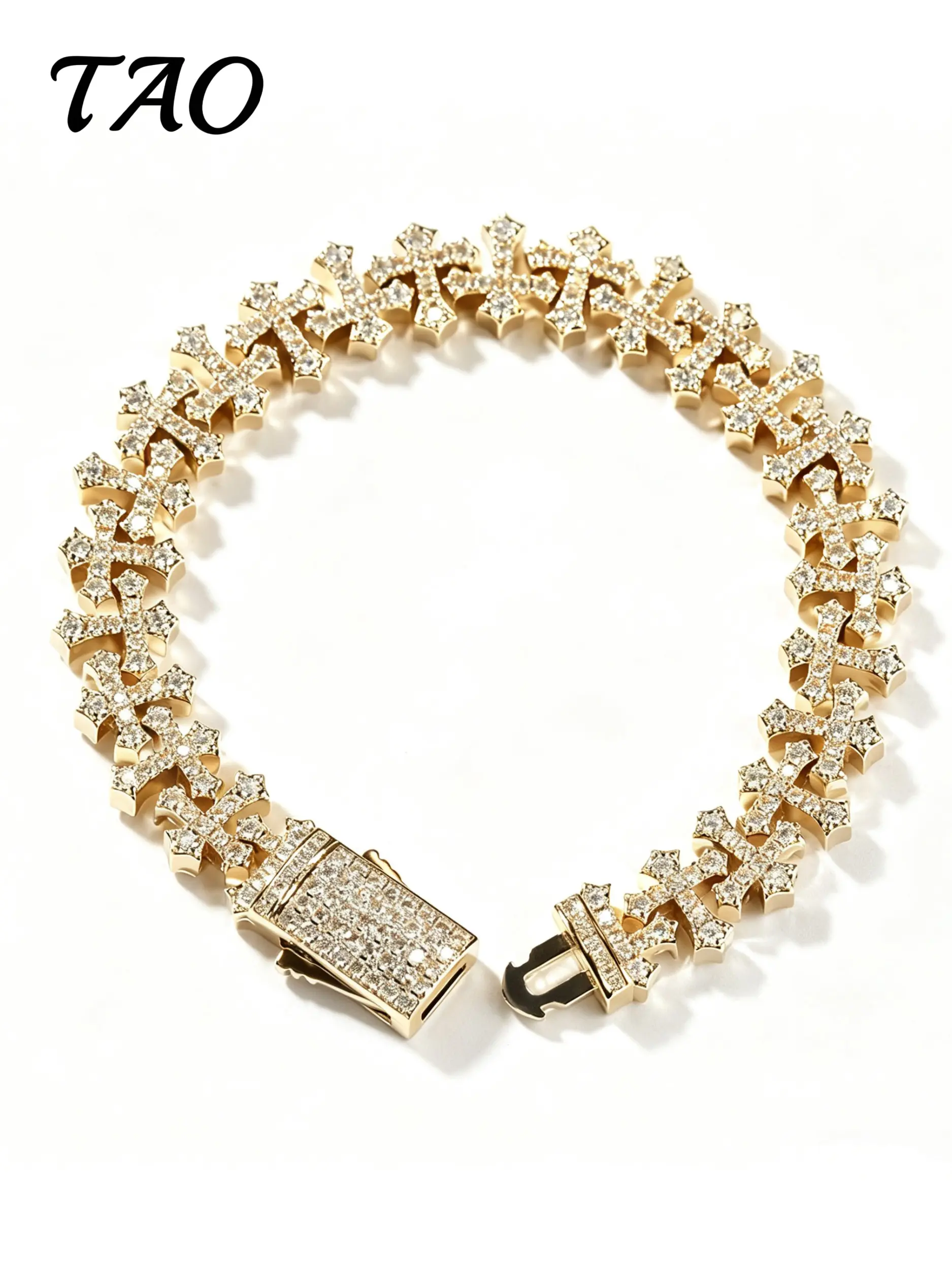 TAO-Creative Unisex Cross Bracelet Jewelry, Luxury Zircon Embedded, Hip Hop Style, Perfect Gift for Birthday and Anniversary, Versatile Fashion Accessory, Exquisite Bracelet