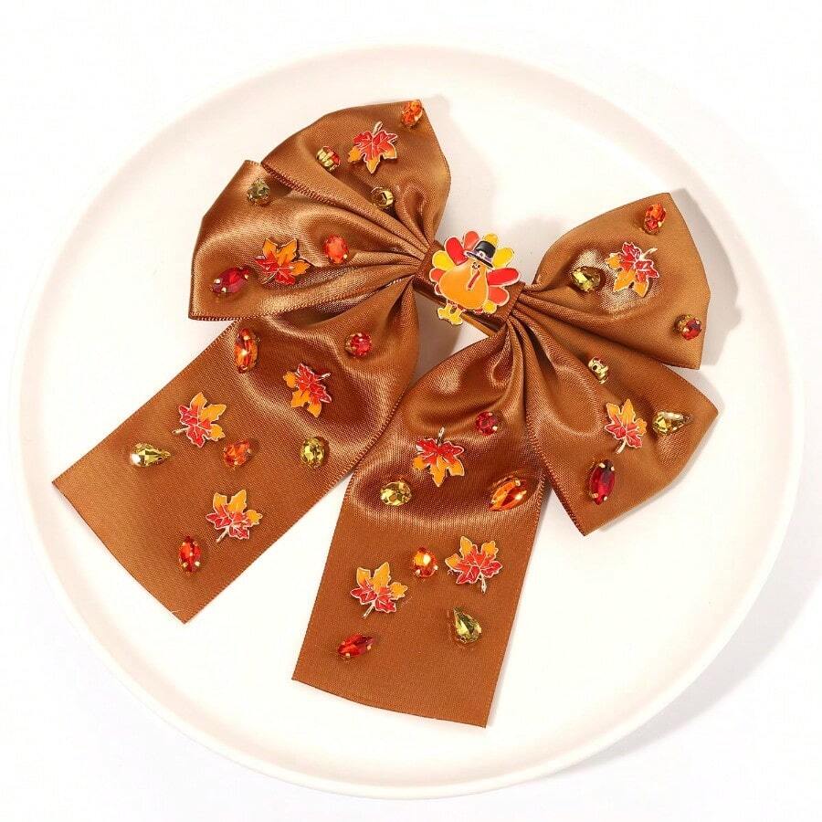 Girls Harvest Turkey Maple Leaf Hair Bow Clips Jeweled Hair Barrettes Thanksgiving Party Favors Gifts Turkey Leaf Brown Girls Harvest Turkey Maple Leaf Hair Bow Clips Jeweled Hair Barrettes Thanksgiving Party Favors Gifts Turkey Leaf Brown