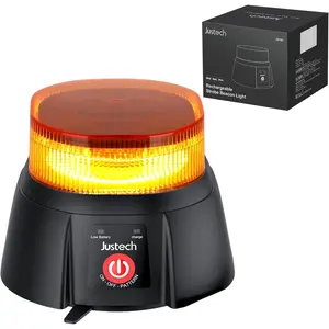 Justech Cordless Magnetic Beacon Light,Rechargeable Warning Strobe Light | Strong Magnetic Base, 36 LED Amber Super Bright, IP65 Waterproof, 12 Flash Modes, 12-24V For Trucks Vehicle Snow Plow