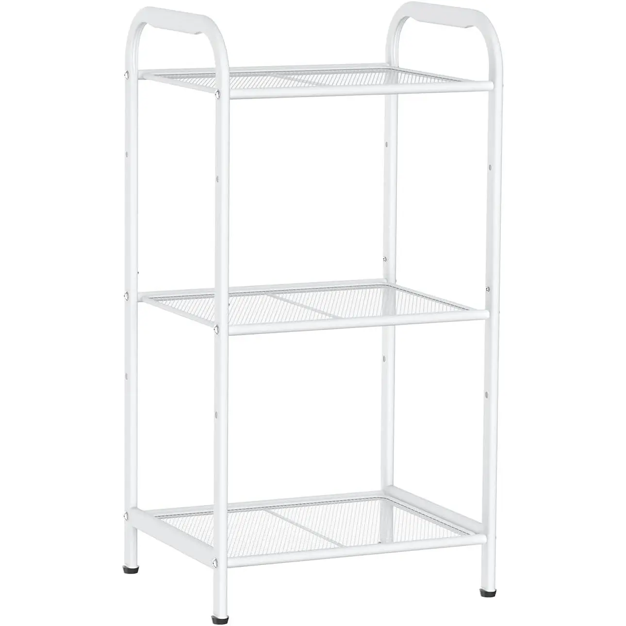 3 Tier Standing Shelf Units for Kitchen Storage Rack, White | Industrial Style Extendable  Stand, Standing Shelf Units for Kitchen, Bathroom, Office,Living Room, Balcony, Kitchen