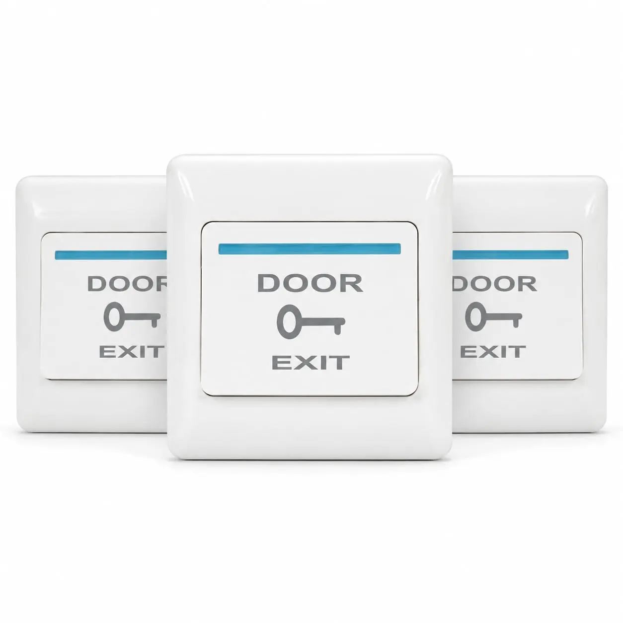 Push to Exit Button 3 Pack, Multi-Door Set for  Locks | 86mm flush mount buttons with auto reset and NO/COM dry contacts for 12V and 24V access control, made of flame-retardant PC