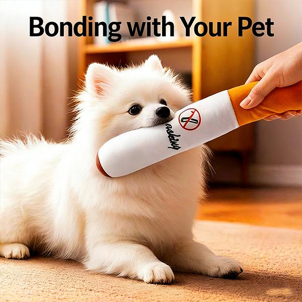 Cigarette Shaped Dog Chew Toy with Squeaker - Indestructible Plush Puppy Teething Toy for Medium Breed, Funny Interactive Pet Toy 2. Durable Plush Dog Squeaky Toy | Novelty Cigarette Design for Puppy Teething & Stress Relief | Perfect for Dog Enrichment,