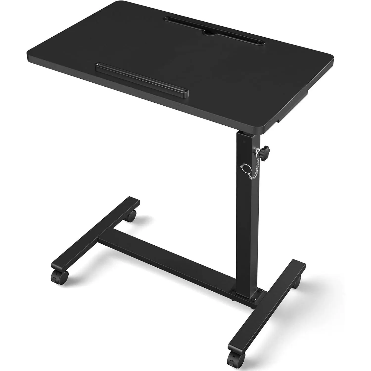 Adjustable Overbed Bedside Table, Hospital Bed Table with Wheels, Portable Rolling Desk, Mobile Small Standing Desk, Rolling Laptop Stand, Computer Cart