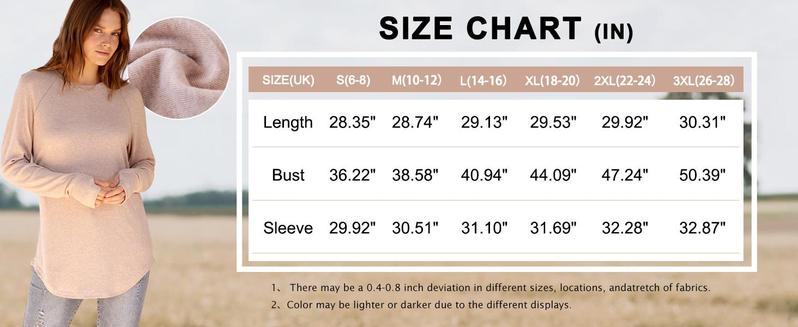 WIHOLL Womens Tunic Tops to Wear with Leggings Long Sleeve Thumb Hole Shirts Crew Neck Curved Hem WIHOLL Womens Tunic Tops to Wear with Leggings Long Sleeve Thumb Hole Shirts Crew Neck Curved Hem