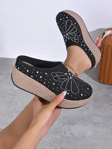 Women's Thick Sole Wedge Sneakers, Lightweight Breathable Knit, Arch Support Pain Relief, All-Day Standing Work Shopping Outdoor Activities