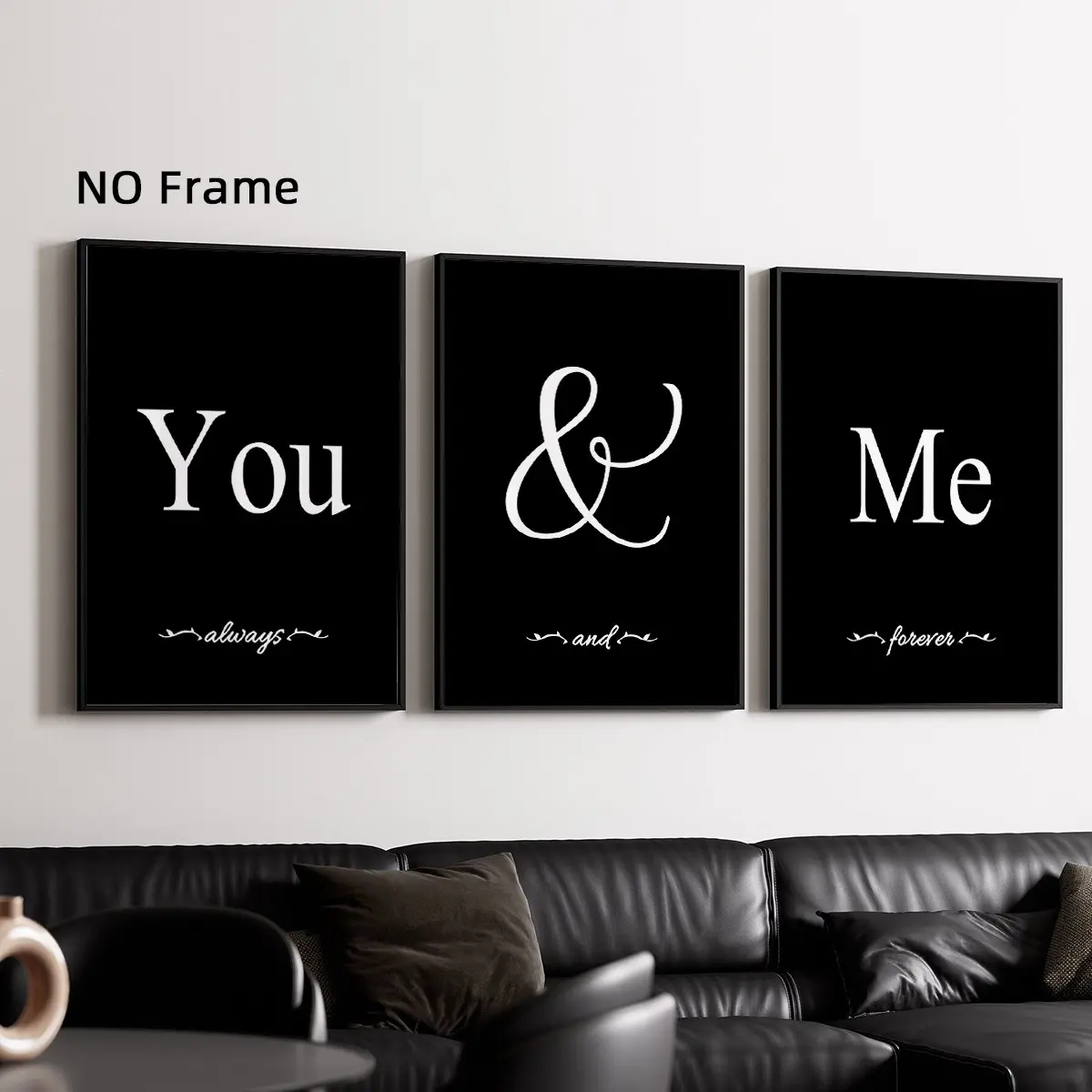 You & Me Letter Pattern Unframed Painting, Minimalist Print, 3 Counts/set Modern Minimalist Wall Art, Wall Decor for Home Living Room Bedroom Office, Photo, Art Wall Decoration