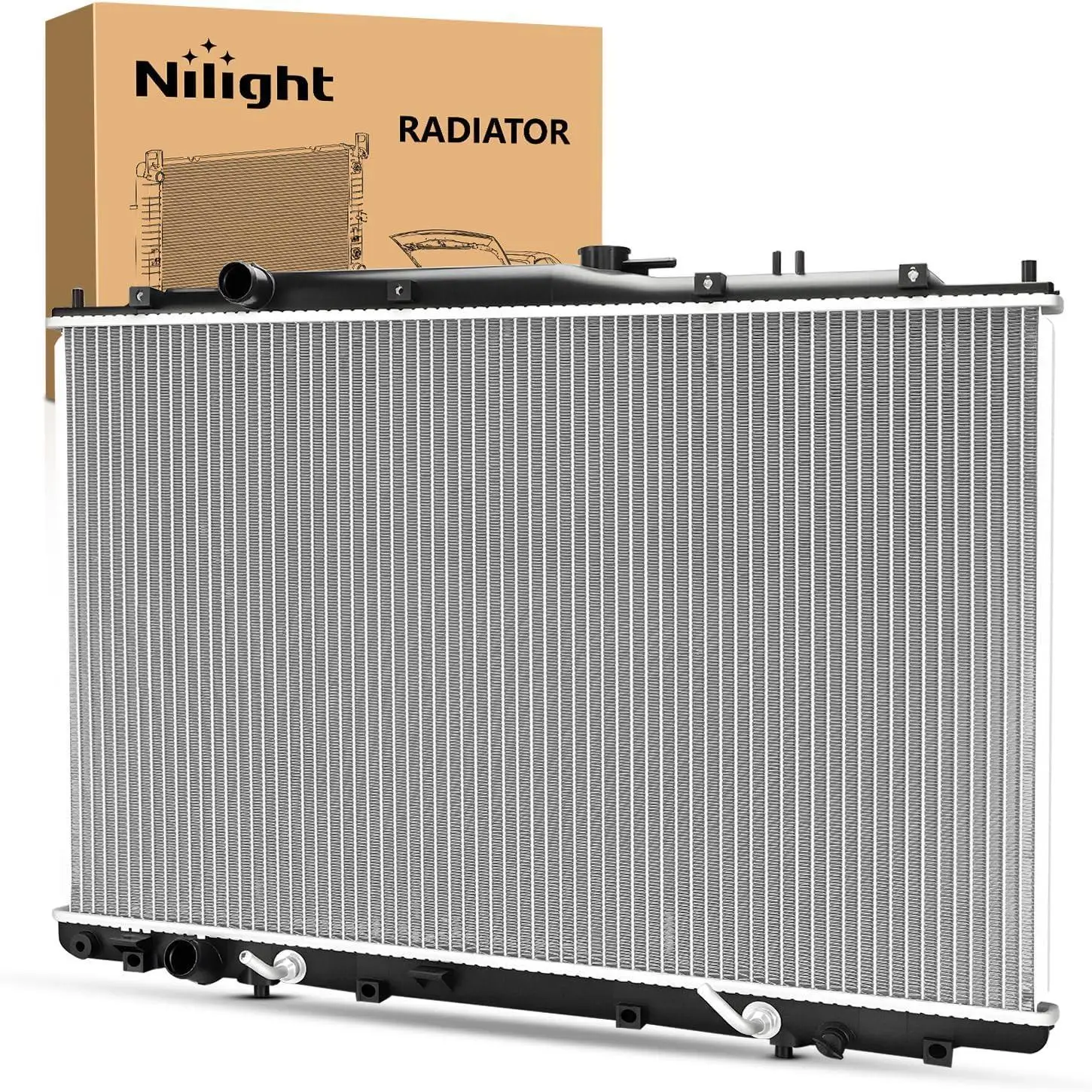 Nilight Complete Aluminum Core Radiator - Engine Cooling, Boiling Point Boost, High Pressure Seal, Precision Folded, 124% Leak Tested, ABS, for Acura MDX V6 3.5L 2003-2006, Honda Pilot V6 3.5L 2005-2008 Auto Trans, Replace# 19010RDJA51,19010RDJA52