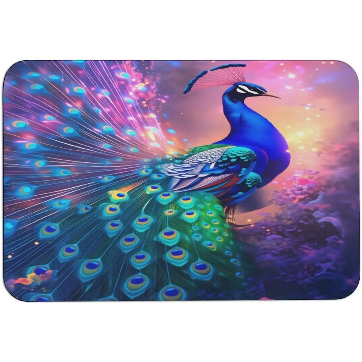 Purple Peacock Floor Mat Diatom Mud Rug Bath Mat Non Slip Doormat Diatomaceous Mats 16X24 in