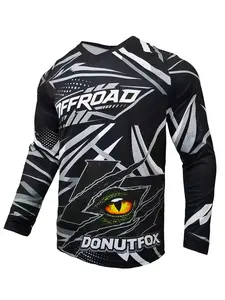 Donutfox Wild Beast Predator Tiger Neon Eye Motocross Jersey, Quick Dry Breathable Lightweight Scratch Resistant Full Print Long Sleeve Riding Shirt For Dirt Bike Enduro ATV UTV BMX Motorbike Trail Riding，Mens Motocross Jersey Womens MX Shirt