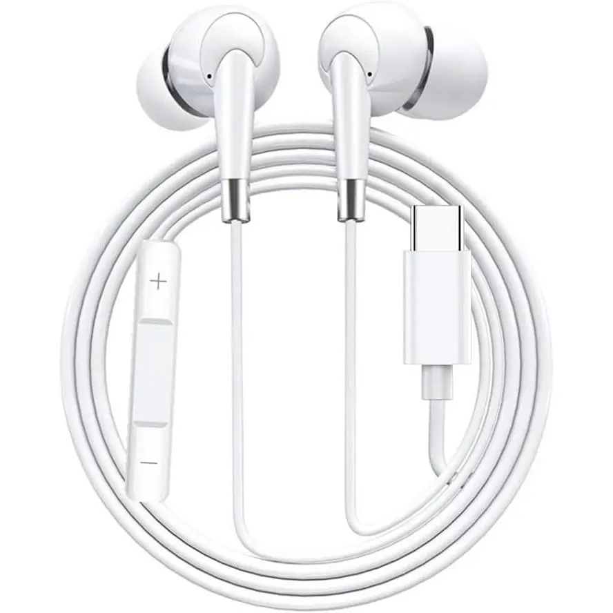 Type C Earphones Wired USB C in Ear Headphones for  17 15 16 Pro 15 16 17 Pro Max, Compatible with  Type C Jack Devices Smartphones,Stereo Noise Canceling Isolating Headsets