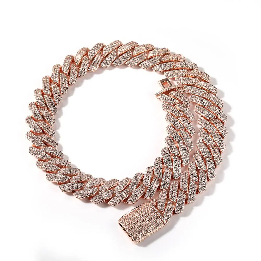 Men's Unisex 20mm Iced Out Chunky Cuban Link Necklace, Copper Metal with Zircon Inlay, Hip-Hop Daily Wear European-American Fashion Artificial Gemstone Costume Jewelry Accessory