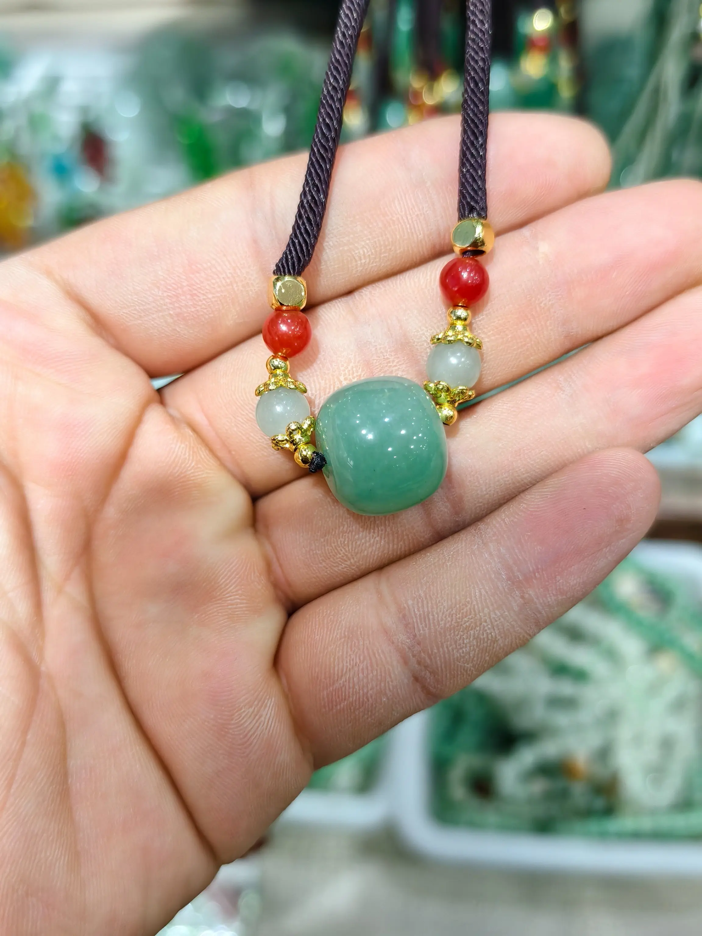 0.63x0.55 Inch Vintage Dongling Jade Pendant, Bucket Design, Natural Light Photography, Authentic Handmade Jewelry