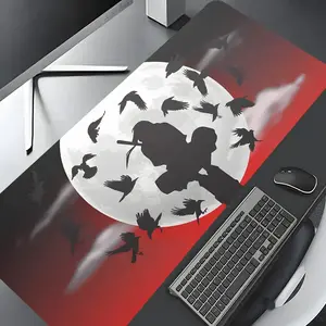 Japanese Ninja Design Extra Large Gaming Mouse Pad,Dark Night Crow Desktop Drotection Pad,Washable Rubber Pad Non-Slip Lock Edge Multi-Size Mouse Pad Suitable For Home Office,Good Gift for Family and friends Extended Large Gaming Desk Mouse Pad