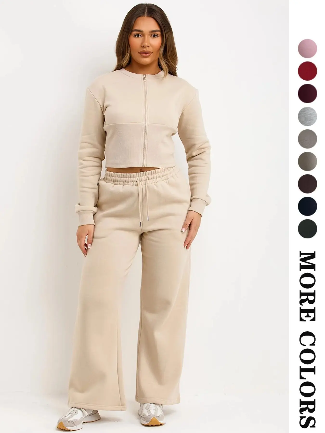 Women's 2-Piece Set Clothes Spring Summer New Thin Velvet Fashion Casual, Solid Color Zipper Cardigan Straight Leg Pants Set, Home Outdoor Wear Trouser