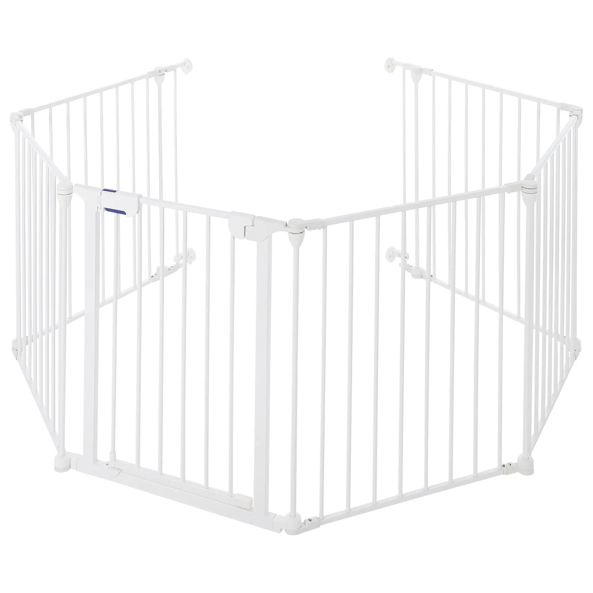 Metal Baby & Dog Safety Gate – 29" High 3/5-Panel Playpen with Door – Anti-Pinch Mesh – Portable Pet & Toddler Barrier for Stairs, Doorways, Home, Yard, RV – Indoor Use