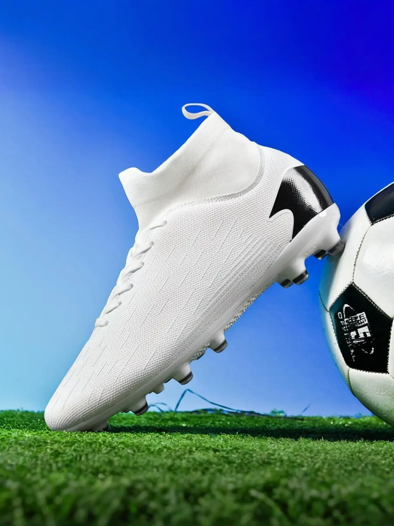 Professional Men's and Women's Football Shoes, Fg Long Studs Anti-Slip, Breathable High-Top, Outdoor Grass Lightweight Training Shoes, Training Soccer Boots