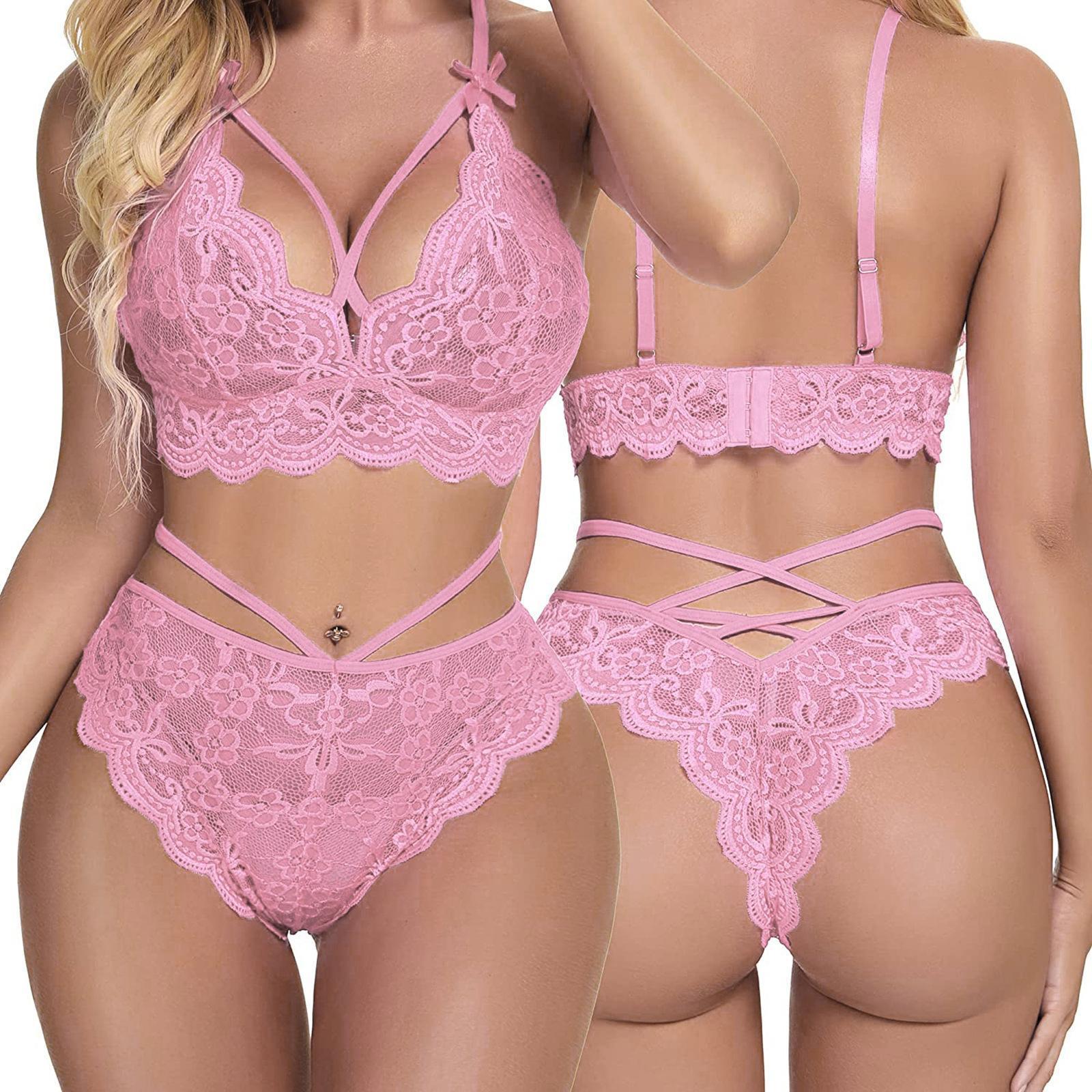 Women's Sexy and Elegant Two-Piece Underwear Set, Romantic Lace Bralette with Matching Panties