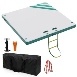 Inflatable Floating Platform for Lake Pool Beach – Large PVC  Water Float Dock for Adults, Portable Non-Slip Water Raft for Tanning, Floating