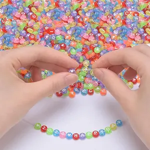 800pcs Acrylic Mixed Beads Set - 500pcs Round Letters, 200pcs Numbers, 100pcs Heart Patterns (7x4mm) for DIY Jewelry Making, Mother's Day Perfect Gift for Friends, Stress Relief Party Accessories