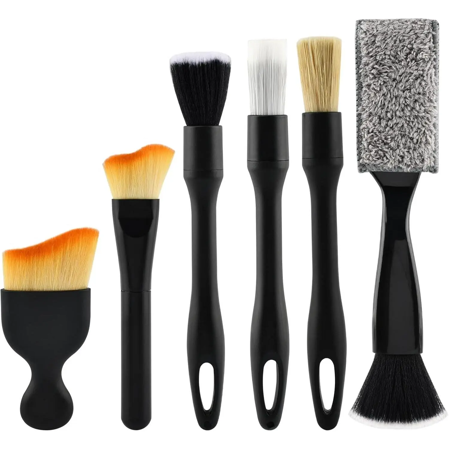 6 count  Detailing Brush Set for Cleaning Interior or Exterior,  Interior Detailing Brush for Air Vents, Wheels and ect,  C-ar Dust Bru-sh for  (Color:Black)