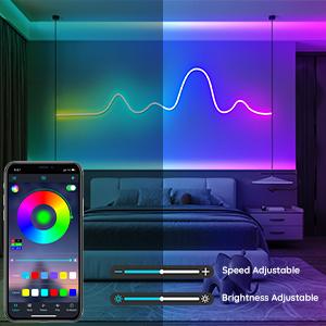 16.4Ft Neon Rope Lights,Flexible Led Rope Lights Control with App/Remote,Multiple Modes Rope Lights,IP65 Outdoor RGB Led Neons Lights,Music Sync Gaming Led Neon Light Strip for Bedroom Decor (50FT)