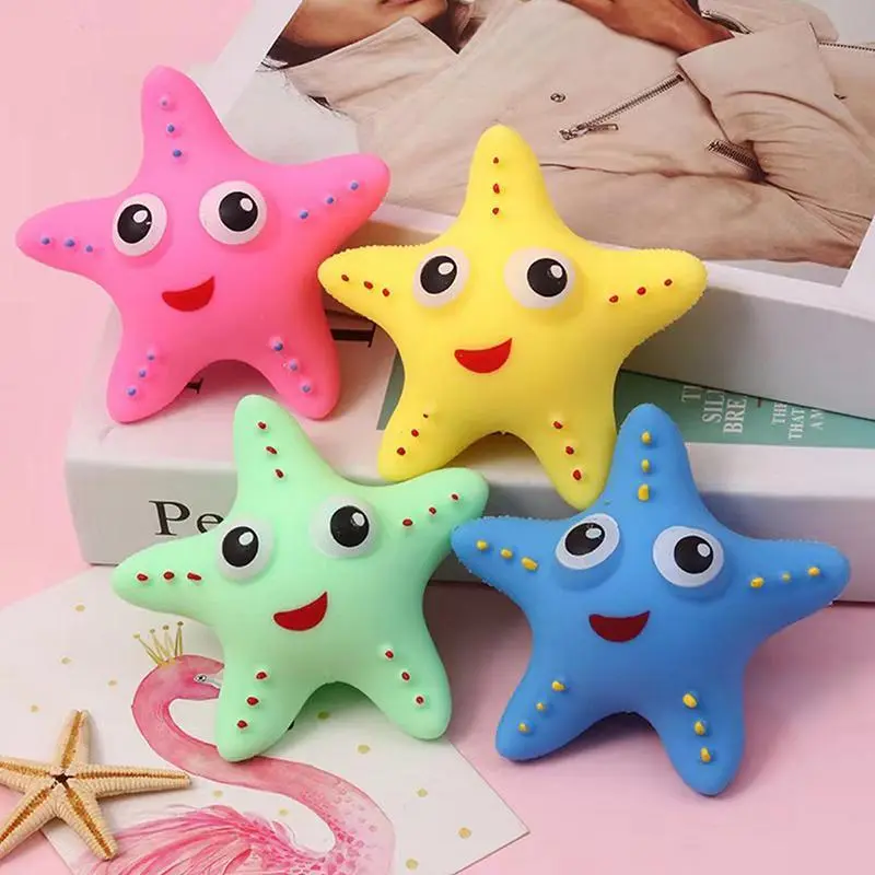 Unisex 4-Color Eyed Starfish Squishy Balls Stress Relief Toys, Slow Rebound Stimming Tool, Anxiety Release Sensory Fidget Toys for Adults & Kids Party Favors