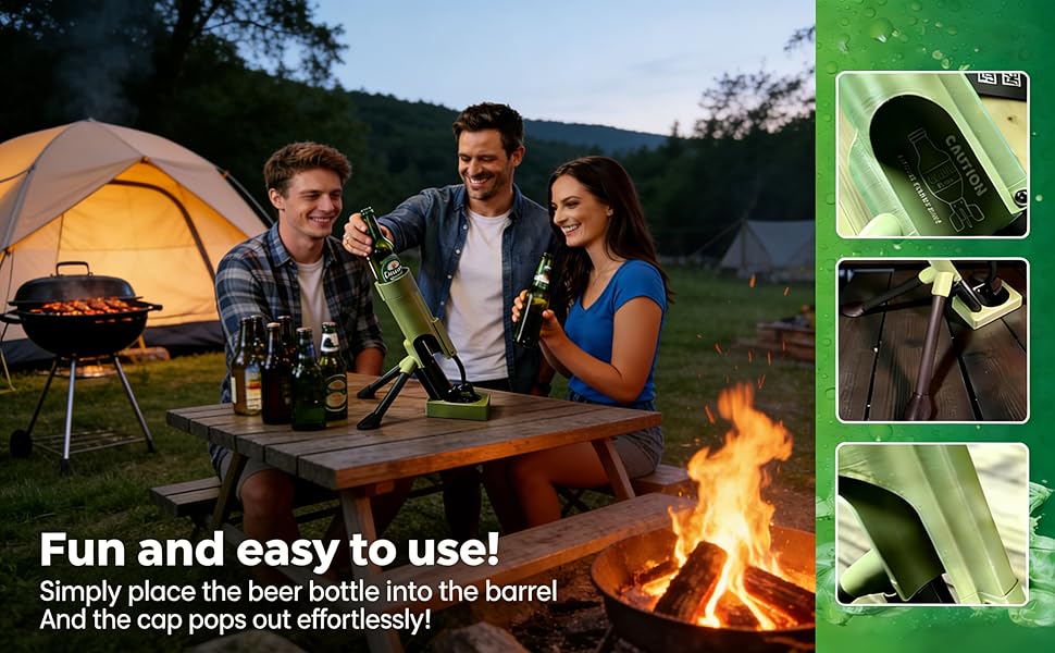 Mortar Bottle Opener Beer Bottle Mortar Opener Tube, 51mm Heavy Duty Tactical Cap Launcher Hands-Free, Funny Beer Bottles Opener For Bars Desks Shelves Home Party Bar Desk Decor