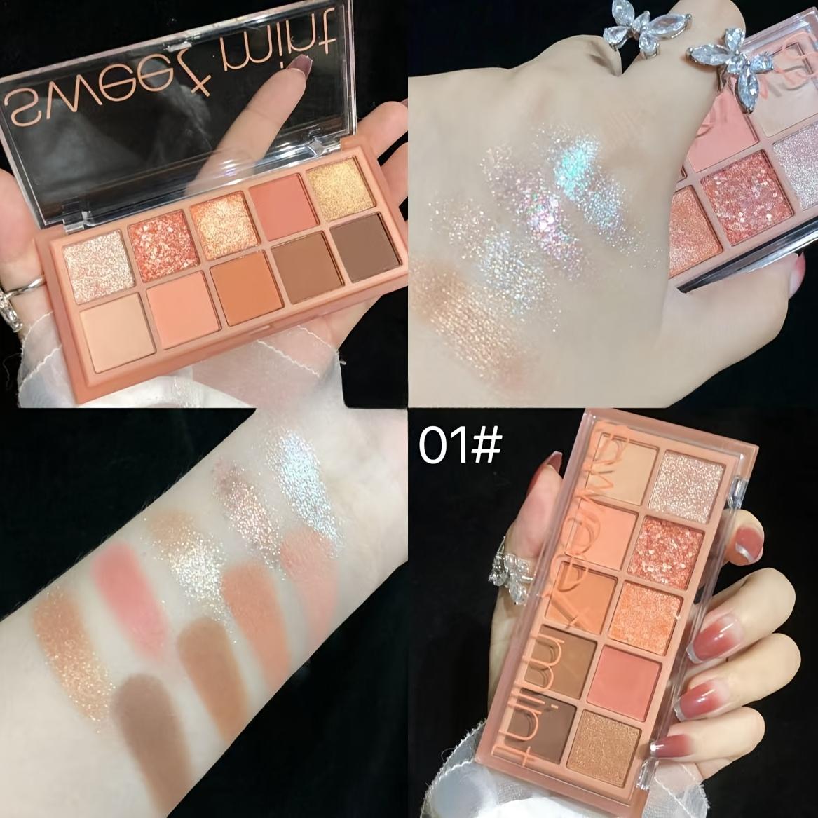 10 colors eyeshadow palette pearlescent glitter super flash matte blush highlighter all-in-one palette multi-purpose cold earth color low saturation matte khaki gray powder daily enhance complexion eyeshadow Valentine's Day gift