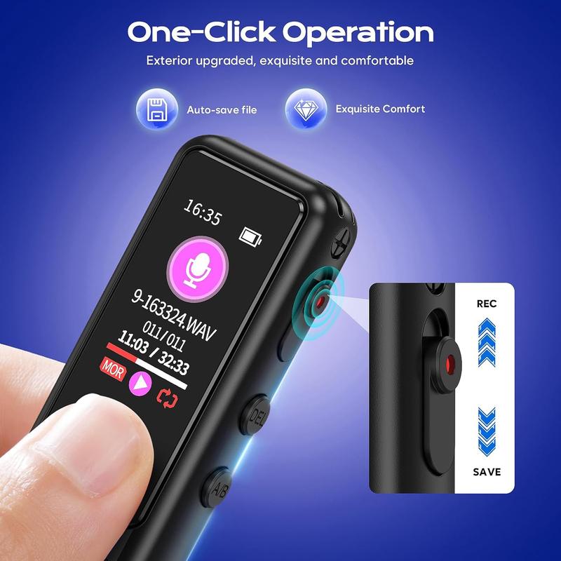 64GB Voice Recorder - Upgraded Digital Voice Activated Recorder with AI Noise Reduction Technology, Dictaphone Tape Recording Device with Playback for Lectures Meetings/Classes/Interview