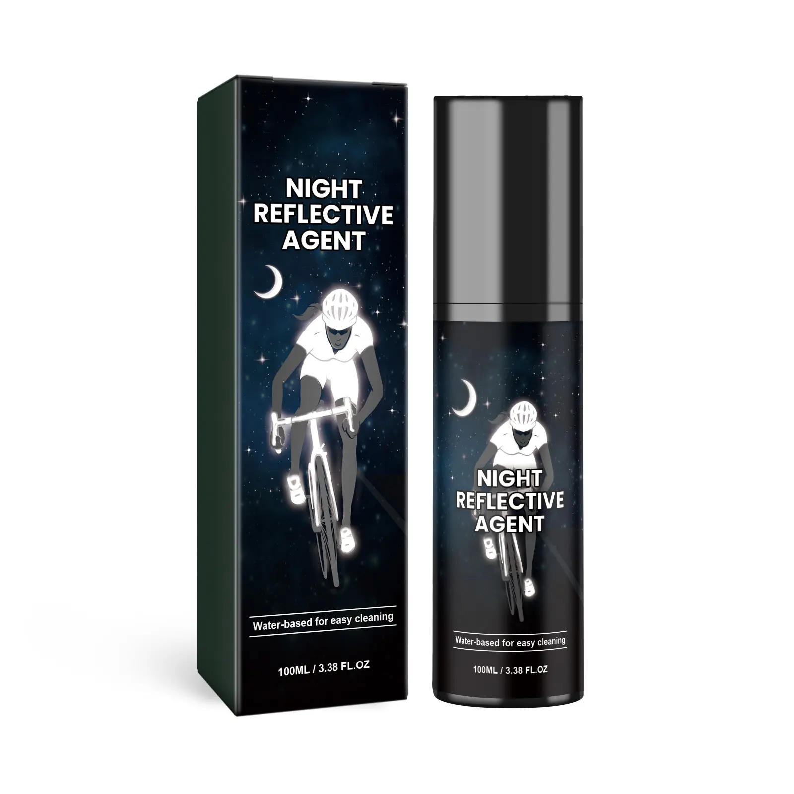 Night Reflective Spray Bottle, Environmental Fluorescent Glow-In-Dark Coating for Bicycle Gear Night Safety (Clean First Before Application)