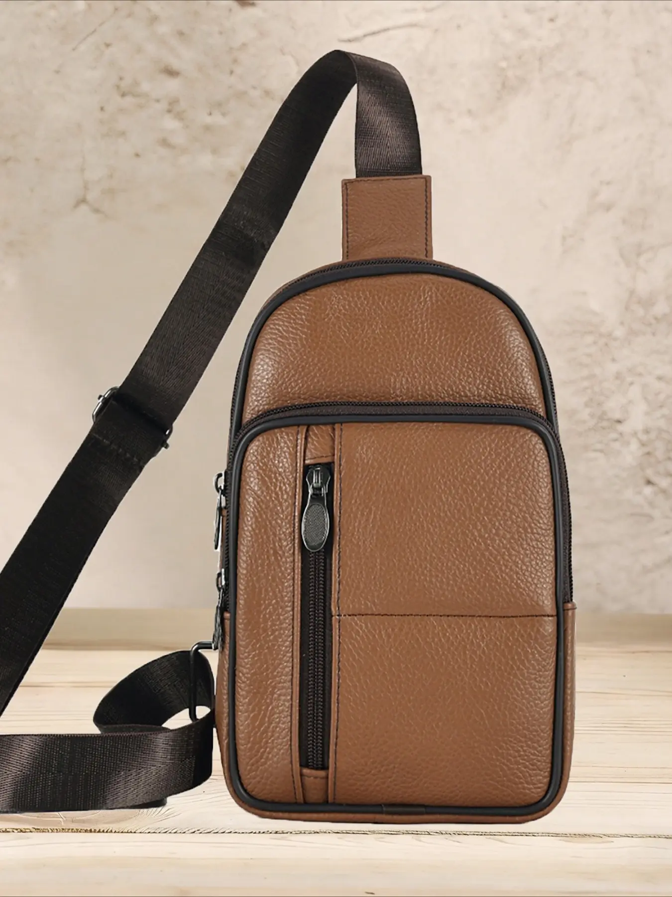 First layer cowhide men's bag fashionable versatile leather messenger bag large capacity men's breast bag bag shoulder bag