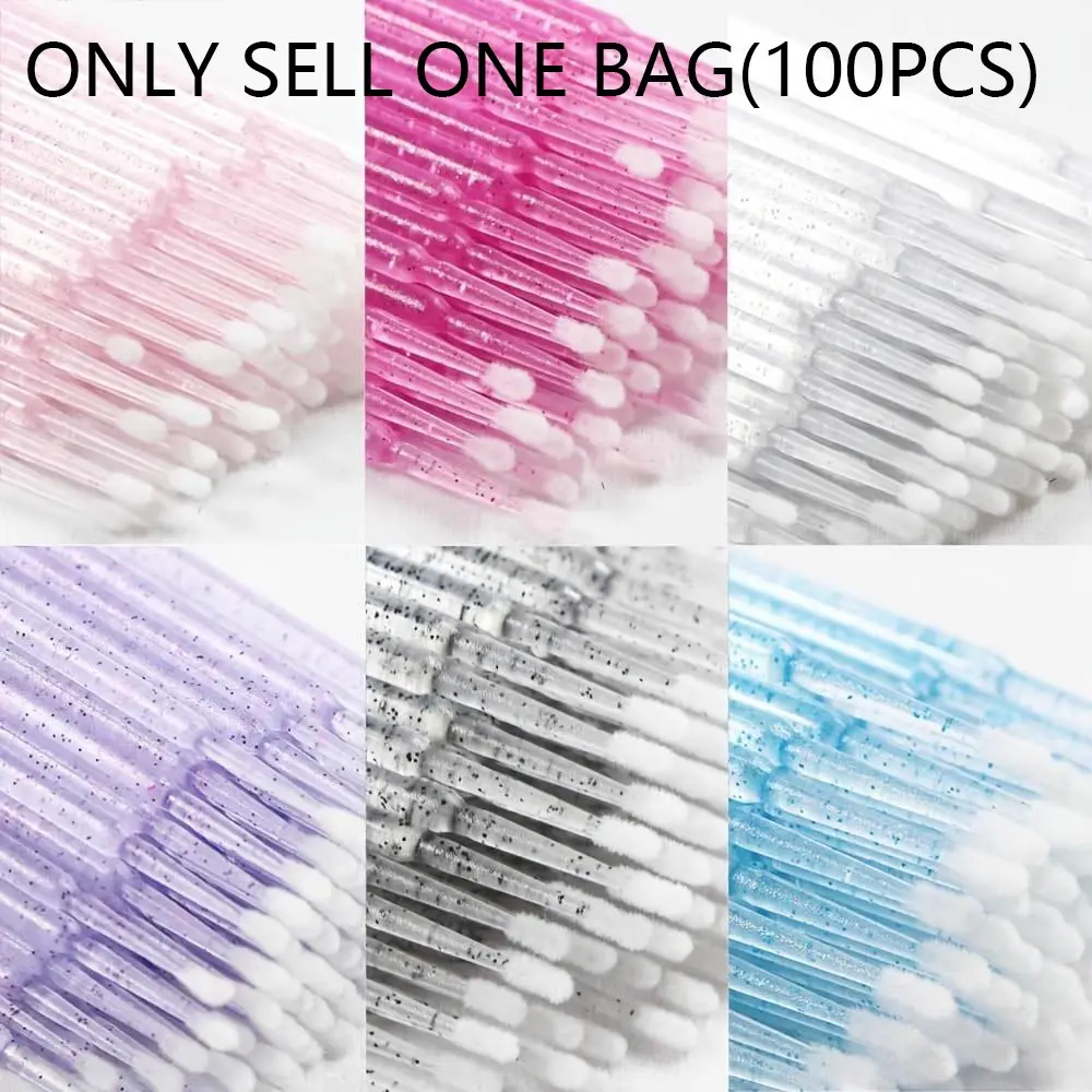 100pcs Crystal Microbrushes Applicators Disposable Mini Soft Microswabs for Eyelash Extensions Micro Wands Spoolie Beauty Cosmetics