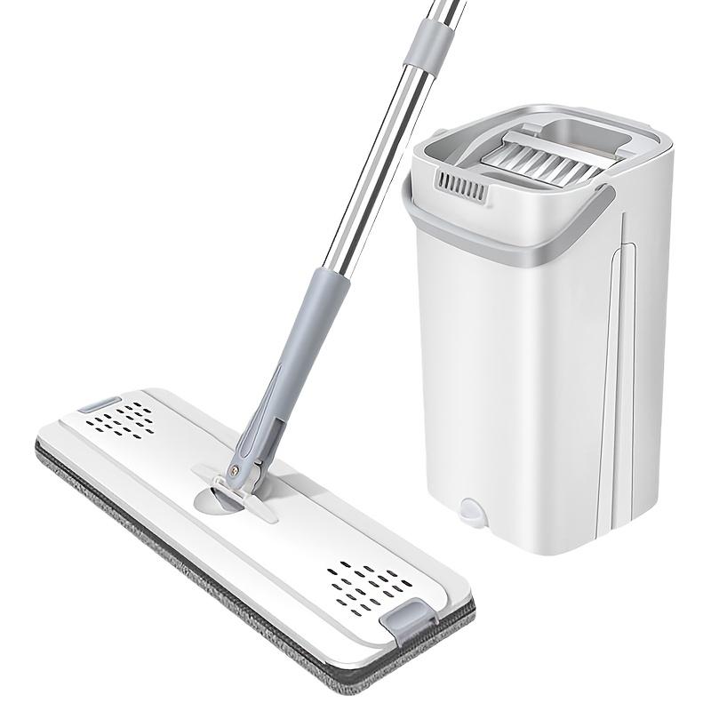 Hands-Free Flat Dust Mop with Bucket - Wet and Dry Cleaning, Perfect for Bedroom, Kitchen, Living Room, Bathroom - Durable Plastic Household Floor Mop Tool for Christmas Cleaning