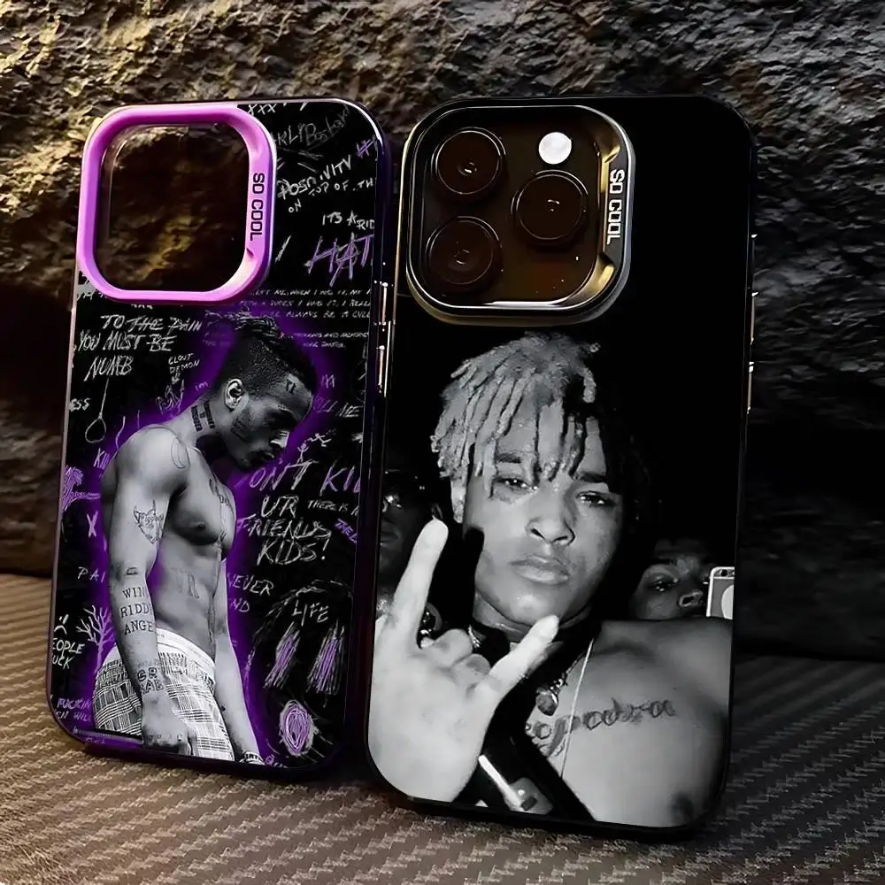 Purple Neon Outline Street Rap Artist Graphic Case, Anti-Scratch Full Wrap Bumper for iPhone17 16 15 14 13 12 11 Pro Max Air