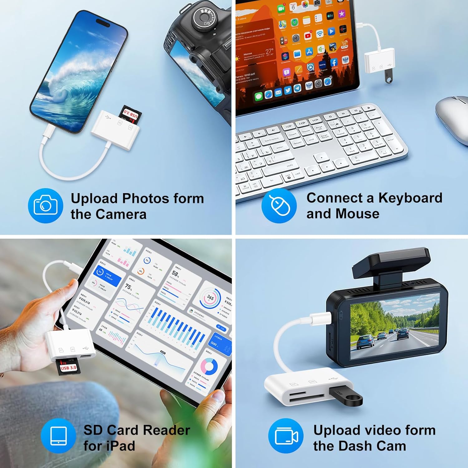 USB C SD Memory Card Reader for  Galaxy S25 Ultra Edge S24 S23 S22 S20 A17 A16 A15 USB 3.0 High Speed Type C Camera  TF Card Reader Adapter for  17 Pro 16e 16 Pro Max 15 iPad/Android