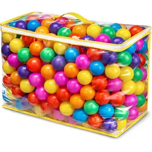 Ball pit balls, free of phthalates and BPA, made of pressure-resistant plastic, available in 7 bright colors, reusable, comes with a storage bag, suitable for children's play: toys and games
